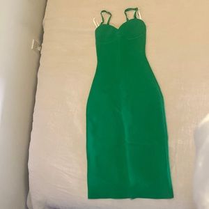 Babaton Kelly Green Spaghetti-Strap Midi Dress